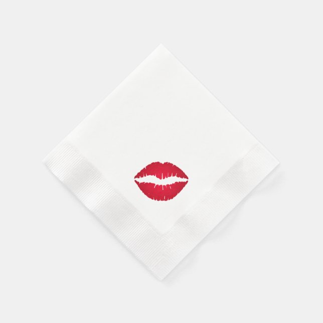 Rich Red Lipstick Kiss Stain Napkin (Corner)