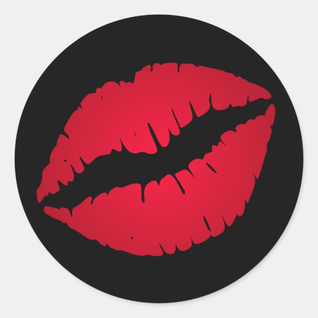 Rich Red Lipstick Print Classic Round Sticker (Front)