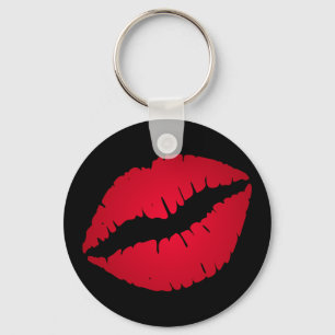 Rich Red Lipstick Print Key Ring