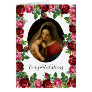 Rich Red Pink Roses Catholic Blessings New Baby