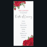 Rich Red Roses Floral Stylish Script Wedding<br><div class="desc">Rich and romantic red roses decorate the top left and bottom right corners on the front, and border the top edge on the back. The main header Order of Ceremony is in a black stylish set script and the rest of the text on the front and back can be easily...</div>