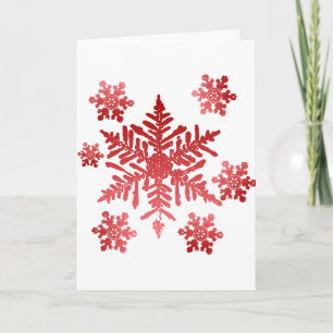 Rich Red Snowflakes Christmas Holiday Card