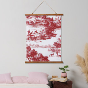 Rich Red Toile Heritage Countryside Pattern Hanging Tapestry