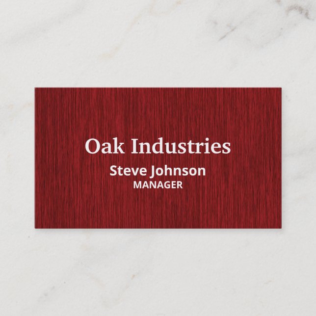 Rich Red Woodgrain Look Professional Business Card (Front)