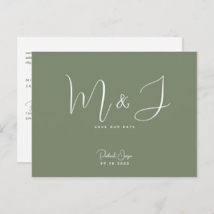 Rich Sage Wedding Save the Date Postcard