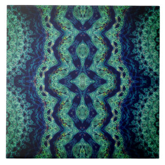 Rich Teal Blue Funky Abstract Tile