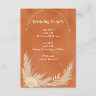 Rich terracotta Wedding Details Enclosure Card