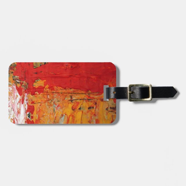 Rich Textured Red Yellow Abstract Luggage Tag (Front Horizontal)