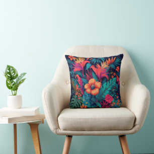 Rich Tropical Floral Pattern Cushion