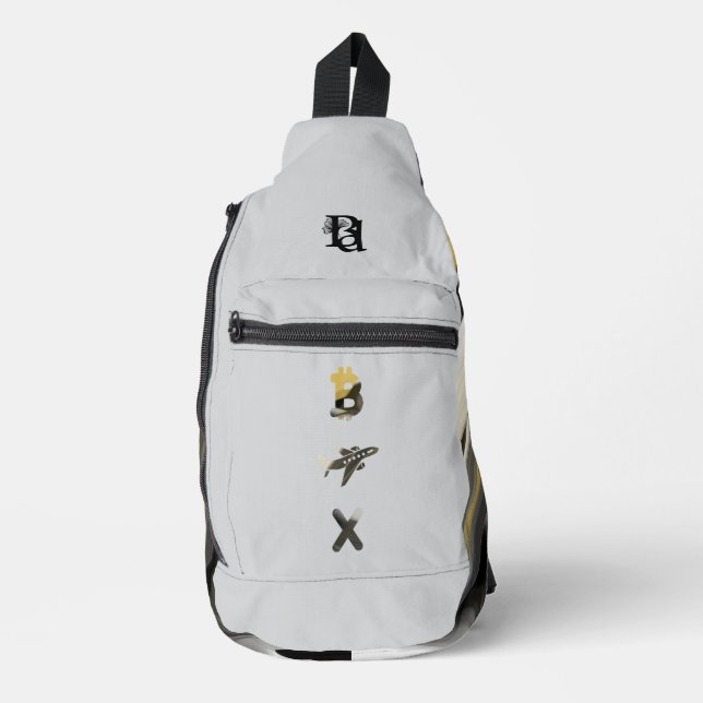 RICH White Sling Bag Trend Abstract Art Black Gold (Front)