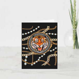 Rich Wild Tiger With Printed Gold Chains & Dia Card