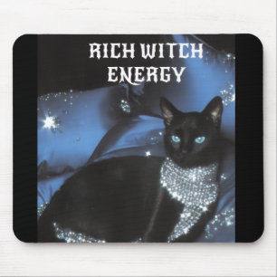 Rich Witch Energy Black Cat Mystical Mouse Pad