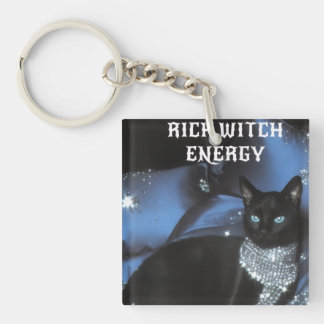 Rich Witch Energy Black Cat Witchy Keychain Gift