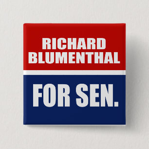 RICHARD BLUMENTHAL FOR SENATE 15 CM SQUARE BADGE