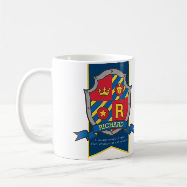 Richard knight shield red blue name meaning mug (Left)