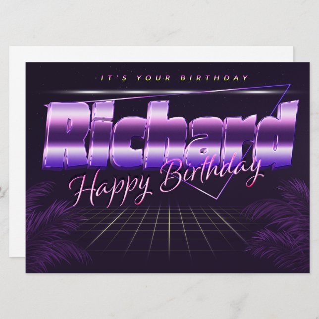 Richard Name First name lila retro birthday Card (Front/Back)