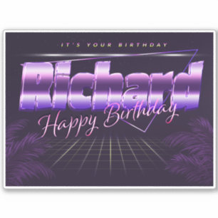 Richard Name First name lila retro Sticker Birthda