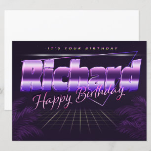 Richard Name Vorname lila retro Karte Geburtstag Card
