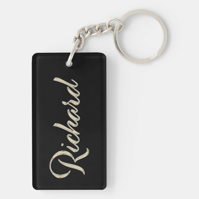 Richard Name white gold keychain pendant (Back)