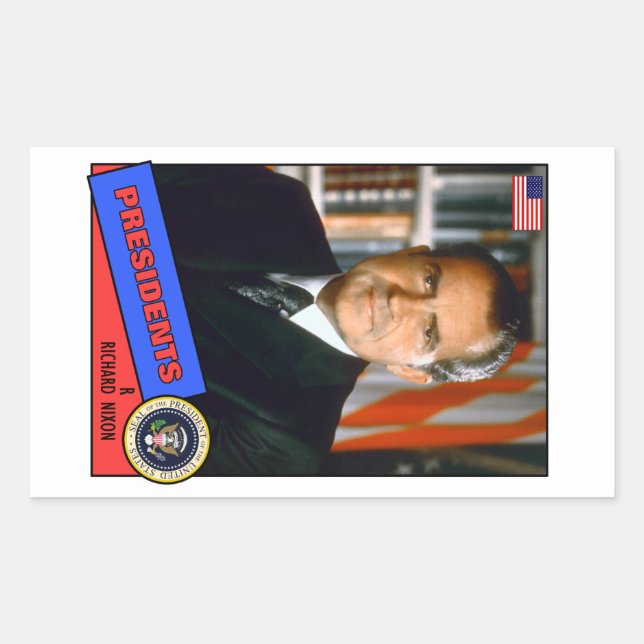 Richard Nixon Baseball Card Rectangular Sticker (Front)