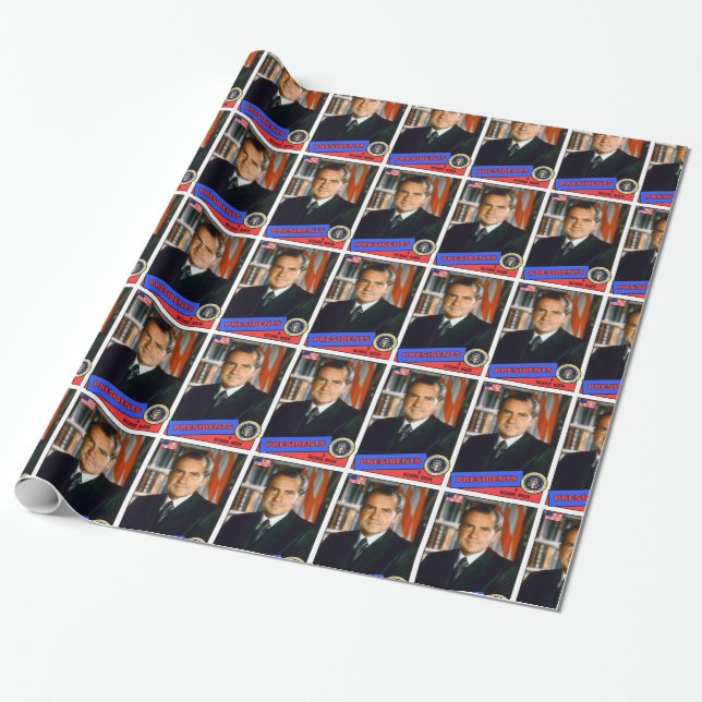 Richard Nixon Baseball Card Wrapping Paper (Unrolled)