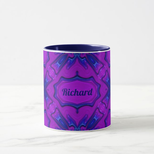 ~ RICHARD ~ Purple and Blue Fractal ~ Mug (Center)