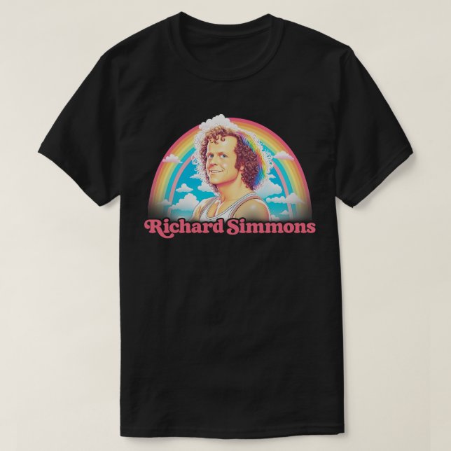 Richard Simmons Retro Aesthetic Rainbow Fan Art T-Shirt (Design Front)