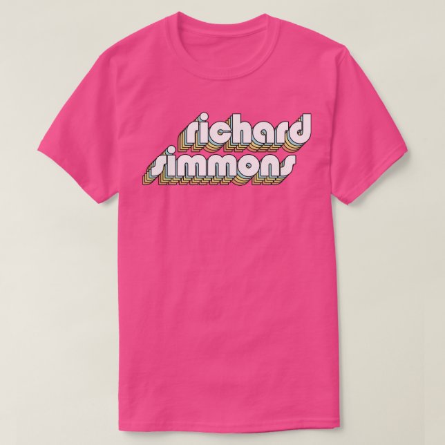 Richard Simmons Retro Rainbow Typography Faded Sty T-Shirt (Design Front)