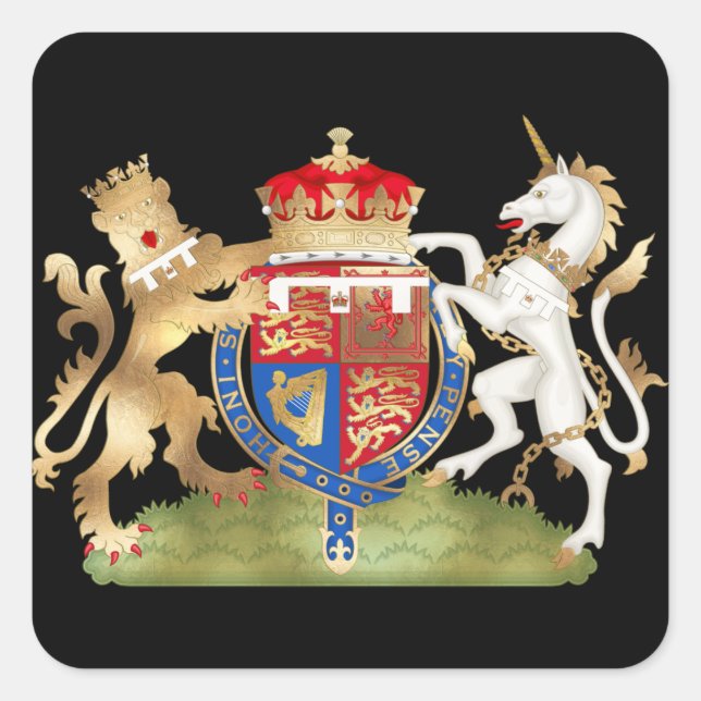 Richard the Lion Heart Coat of Arm/faux gold Square Sticker (Front)