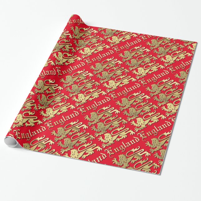 Richard the Lionheart's Royal Arms of England Wrapping Paper (Unrolled)