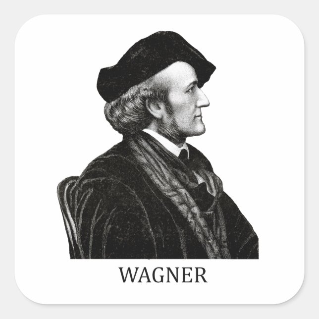 Richard Wagner, black Square Sticker (Front)