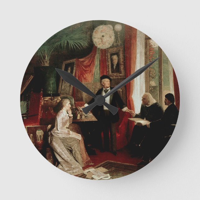 Richard Wagner with Franz Liszt and Liszt's daught Round Clock (Front)