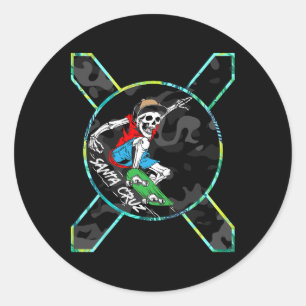 Richhotwave Santa Cruz Skeleton Skateboarding Skat Classic Round Sticker