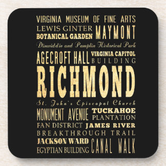 Richmond City if Virginia Typography Art Coaster