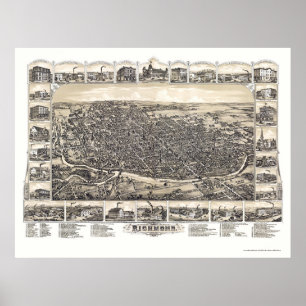 Richmond, IN Panoramic Map - 1884 Poster
