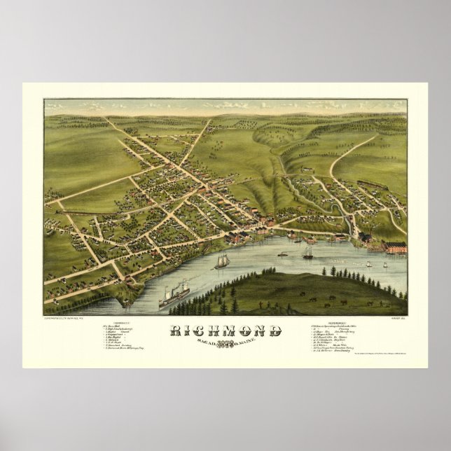 Richmond, ME Panoramic Map - 1878 Poster (Front)