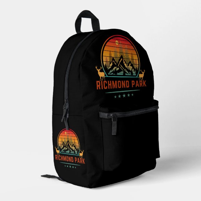 Richmond Park National Park Printed Backpack (Back Corner Left)