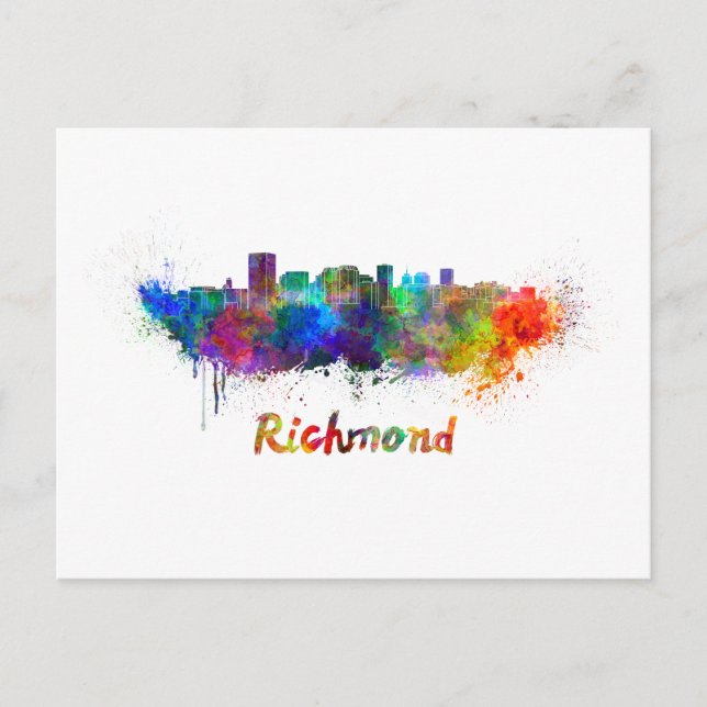 Richmond skyline in watercolor postcard (Front)