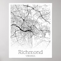 Richmond Virginia City Road Map Instant Download