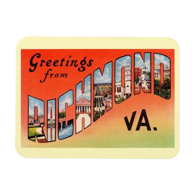 Richmond Virginia Large Letter Greeting Vintage Magnet (Horizontal)