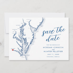 Richmond Virginia Map Modern Wedding Save The Date