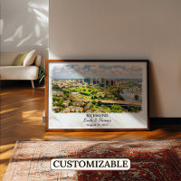 Richmond Virginia Poster, Watercolor, Custom
