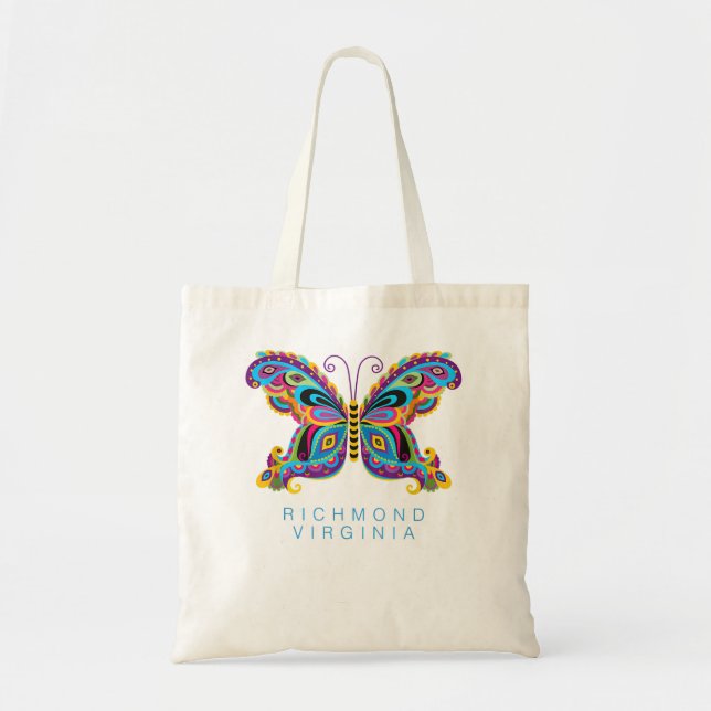 Richmond Virginia Souvenir Butterfly Graphic  Tote Bag (Front)