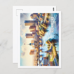 Richmond Virginia USA Famous Place watercolor Postcard