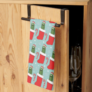 Rick and Morty Christmas Pickle Rick Pattern Tea Towel