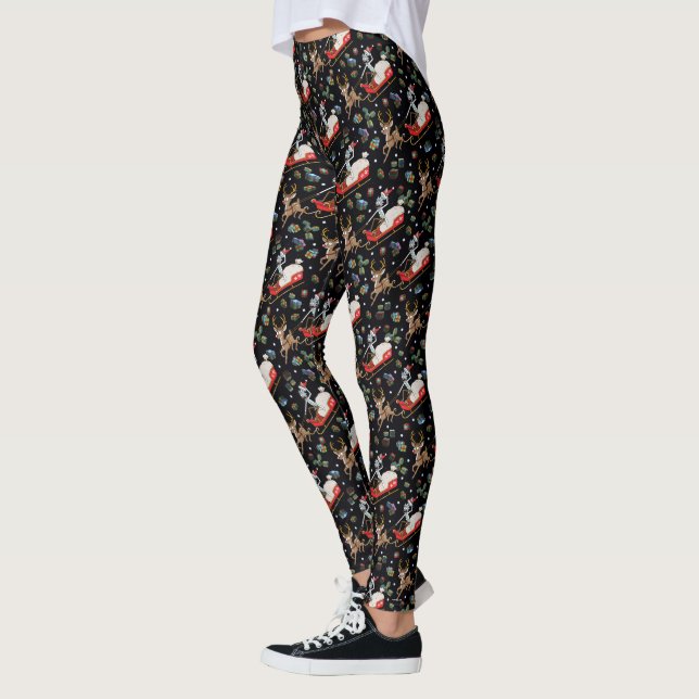 Rick and Morty | Christmas Reindeer Sleigh Pattern Leggings (Left)
