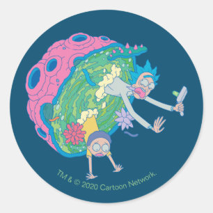 RICK AND MORTY™   Falling From Infected Portal Classic Round Sticker