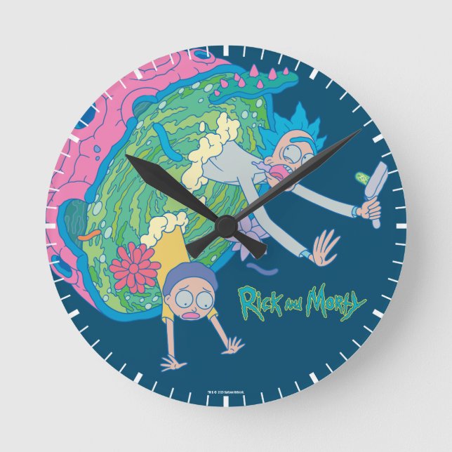 RICK AND MORTY™ | Falling From Infected Portal Round Clock (Front)