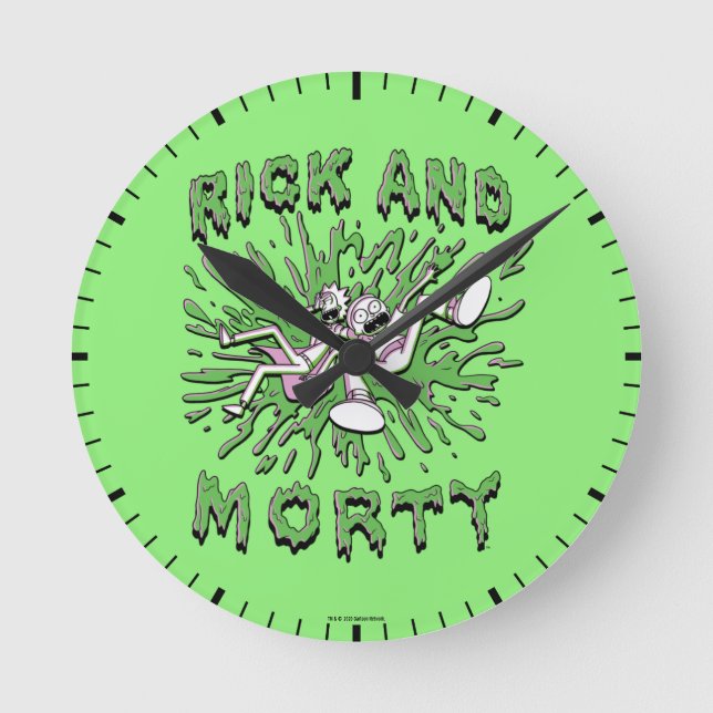 RICK AND MORTY™ | Falling Into Acid Vat Round Clock (Front)