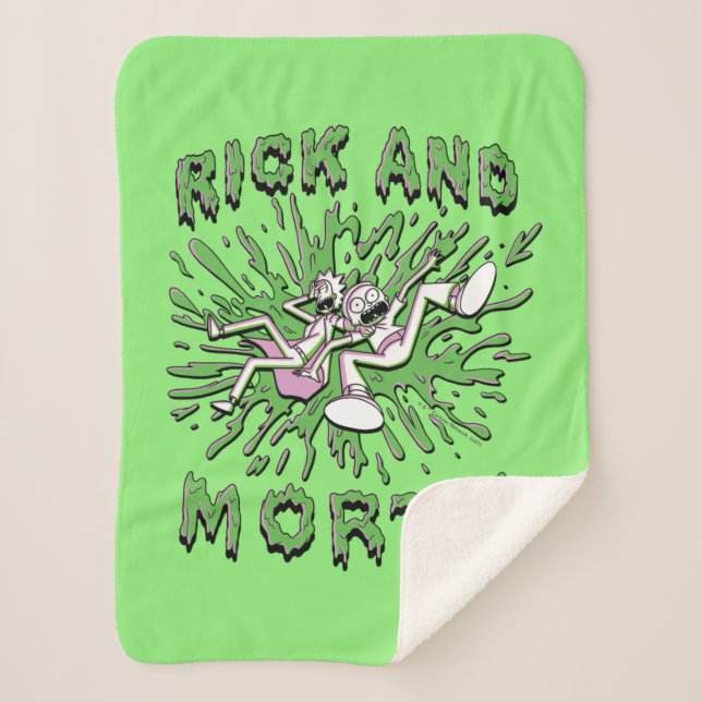 RICK AND MORTY™ | Falling Into Acid Vat Sherpa Blanket (Front)